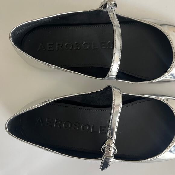 Aerosoles 'Perry' Women's 7.5 Silver Mirror Mary Jane Ballet Flat Excellent - Picture 4 of 9